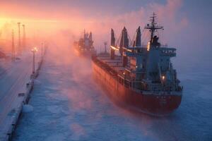 A large ship is moving through the water photo