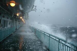 A view of the ocean from a boat deck photo