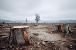 A forest with trees and dead trees photo