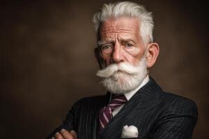 An old man with a white beard and mustache photo