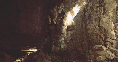 CGI Light streaming into a rocky cave creating a mystical atmosphere video