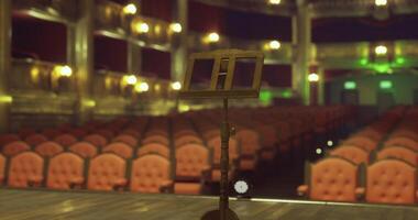 CGI Empty theater with music stand ready for performance before audience arrival video