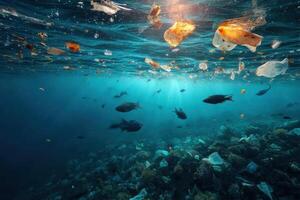 Plastic pollution in the ocean photo