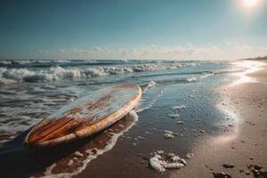 A surfboard on the beach photo