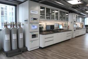 A lab with several oxygen tanks and other equipment photo