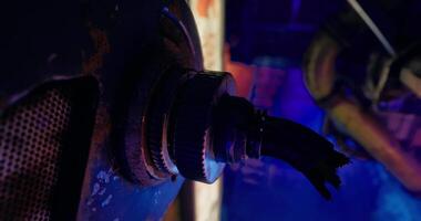 CGI Rusty machine part in low light revealing textures and colors of decay video