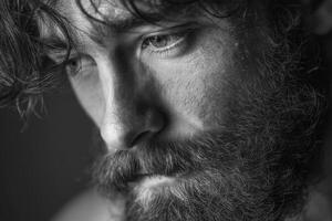 A man with a beard and a shirt photo