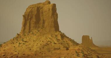CGI Stunning view of a rocky landscape with towering formations in soft light video
