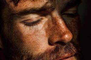 A man with freckles on his face photo