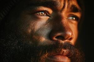 A man with a beard and blue eyes photo