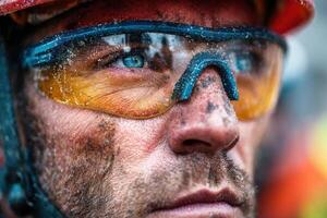 A man wearing a helmet and goggles photo