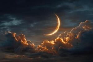 The moon is seen in the sky with clouds photo
