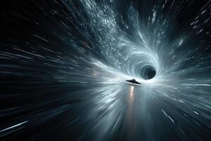 A black hole is seen in the background photo