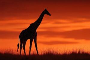 A giraffe standing in the grass photo
