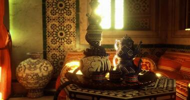 CGI Decorative tea set displayed in a warm, inviting interior setting video