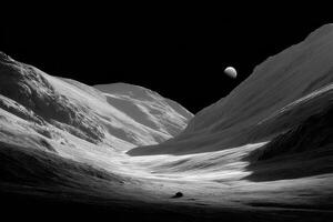 A black and white photo of a mountain range