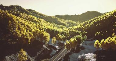 CGI Scenic view of a winding railroad surrounded by lush green mountains video