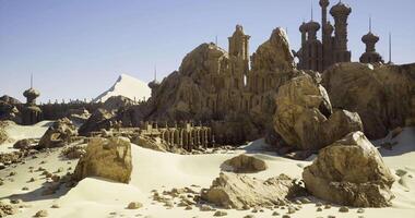 CGI Ancient desert ruins reveal hidden architecture in a remote landscape video
