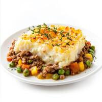 A plate of meat and vegetables with a side of mashed potatoes photo