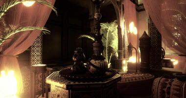 CGI Exotic indoor setting with intricate decor and warm ambient lighting video