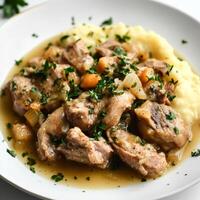 Slow cooker pork chops with mashed potatoes photo