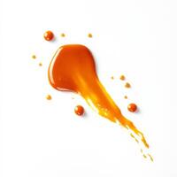 Orange liquid splashed on white background photo