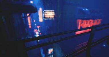 CGI Mysterious alleyway illuminated by neon lights in an urban night setting video