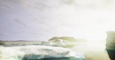 CGI Serene polar landscape with ice formations and gentle sunlight at dawn video