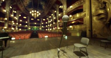 CGI Microphone on stage in a grand theater before performance begins video