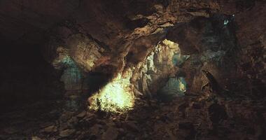CGI Exploring a Stunning Underground Cave with Unique Rock Formations and Light video