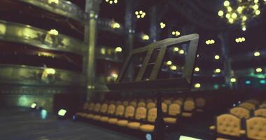 CGI Empty theater stage prepared for a live performance at night video