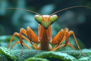 A Close Up Portrait Of A Praying Mantis photo