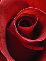 A close up photograph showing the delicate spiral of a red rose photo