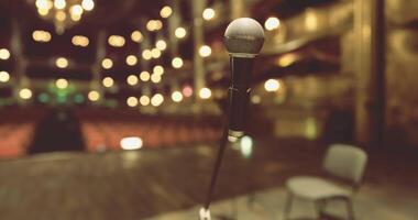 CGI Live performance awaits at the elegant theater stage set with microphone video