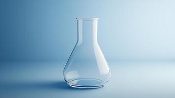 Clear glass beaker resting on a smooth lab countertop photo