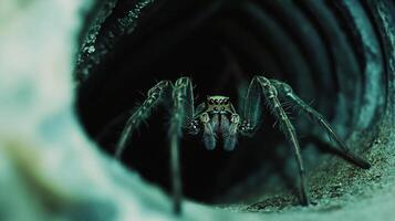 Intricate Details of a Spider Crawling out of Air Vent photo