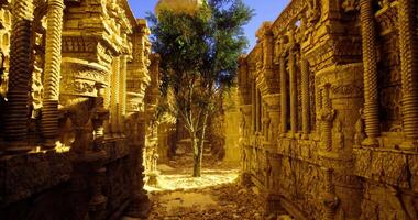 CGI Ancient ruins showcasing intricate stone carvings under a clear sky video