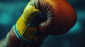 Extreme Close-Up of a Strong Hand Carefully Securing a Boxing Glove Strap photo