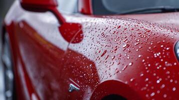 Captivating Beads of Water on a Newly Polished Vehicle photo
