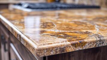 Kitchen Countertop Damage - Intimate Look at Chipped Laminate Texture photo