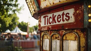 Old-Fashioned Ticket Booth Gleaming Under Bright Summer Sun photo