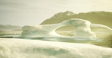 CGI Stunning ice arch in a tranquil water landscape during daytime in Arctic region video