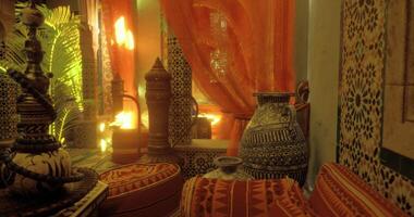 CGI Vibrant colors and traditional patterns in a Moroccan interior video