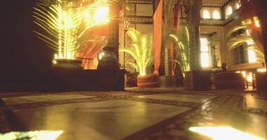 CGI Luxurious Moroccan decor with vibrant light and greenery enhances ambiance video