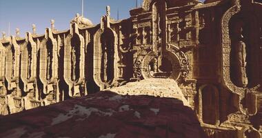 CGI Exploration of ancient architectural marvel in a desert landscape video