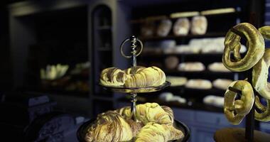 CGI Bakery display features assorted bread and pastries in a cozy setting video