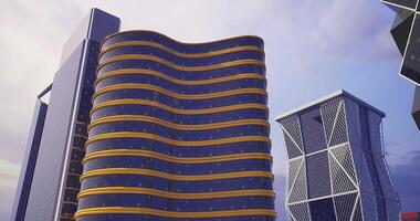 CGI Modern architecture featuring unique building designs in urban landscape video