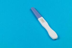 Pregnancy test on a blue background showing results clearly photo