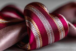 Creative tie shaped into a heart on a neutral background photo