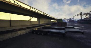 CGI Loading dock during overcast weather at a shipping yard in the afternoon video